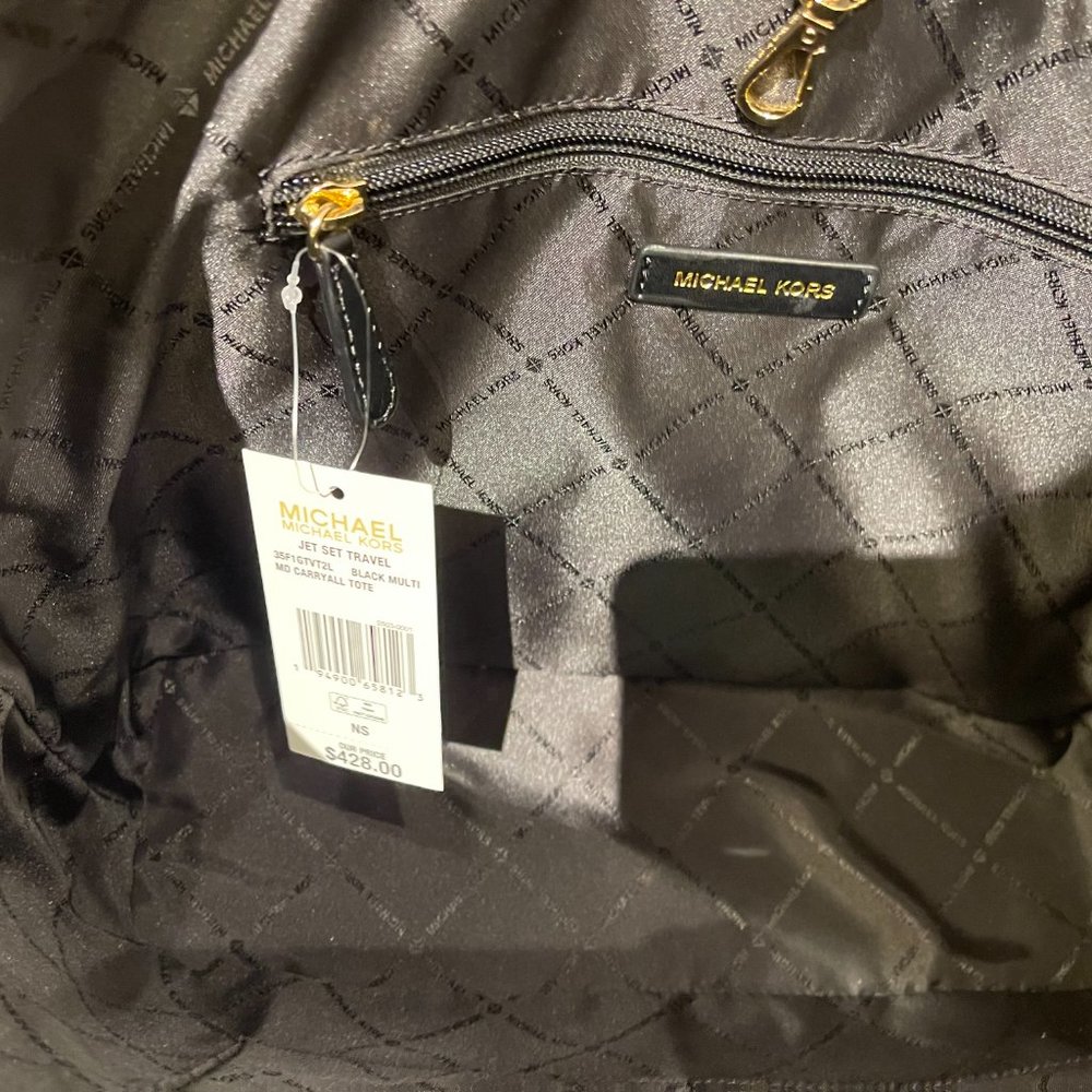 Michael Kors Graphic MK Exotic Logo Tote Blk Multi - Picture 8 of 10
